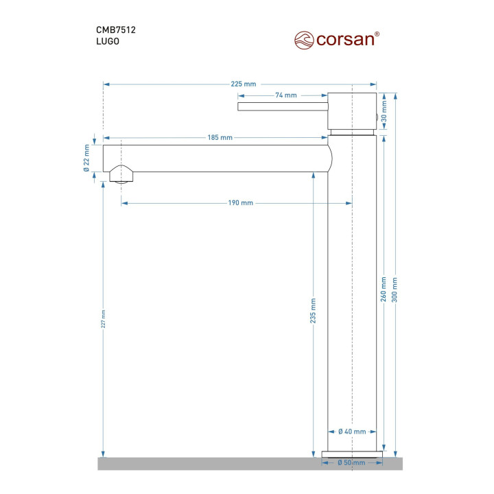 Bateria umywalkowa Corsan Lugo wysoka chromowana