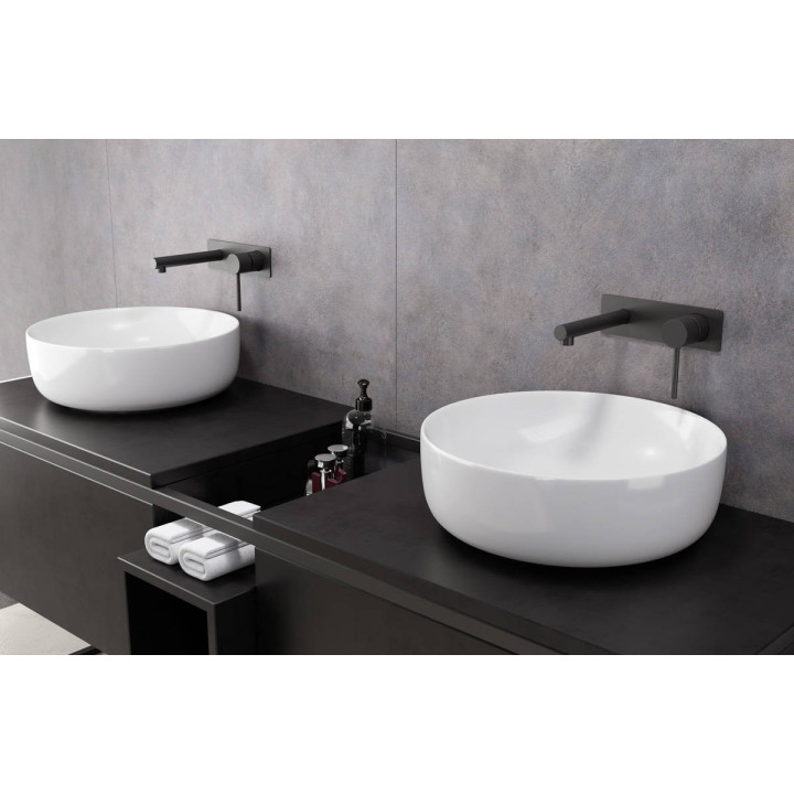 Bateria umywalkowa podtynkowa Corsan Lugo czarna z wylewką