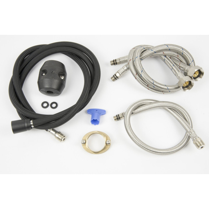 Bateria wannowa 3 otworowa Corsan Lugo czarna z wylewką i słuchawką prysznicową