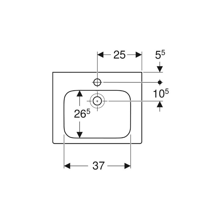 Geberit Modo Umywalka kompaktowa, B50cm, H15.5cm, T40cm, z przelewem, z otworem na baterię