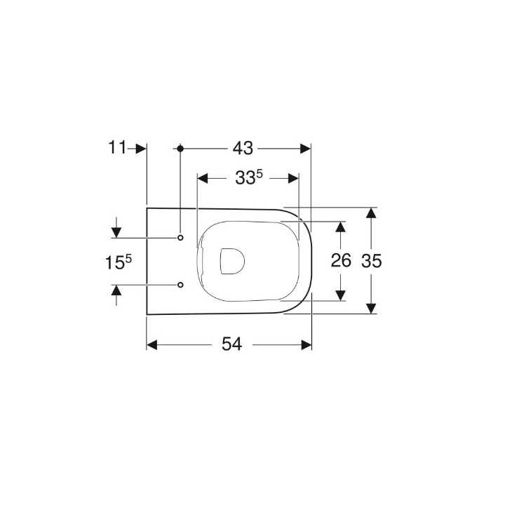 Geberit Smyle Square Wisząca miska WC, lejowa, B35cm, H33cm, T54cm, ukryte mocowania, Rimfree