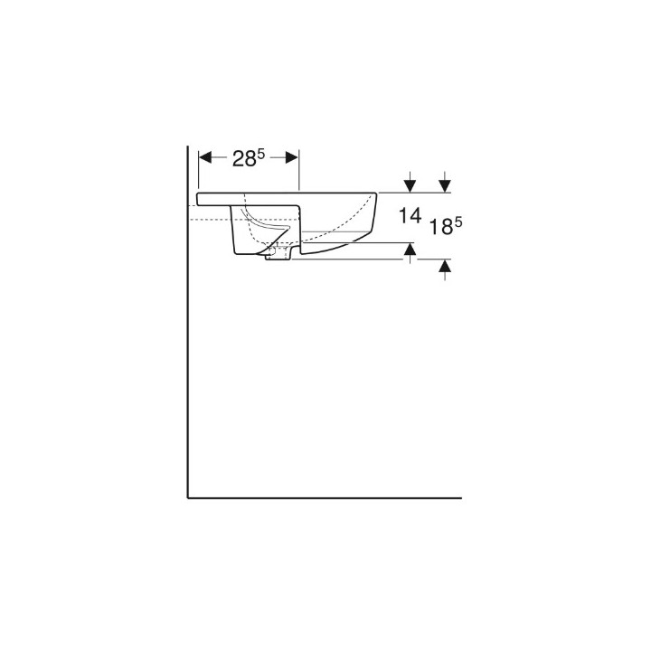 Geberit Variform Umywalka częściowo wpuszczana w blat, okrągła, D50cm, H18.5cm, z przelewem, z otworem na baterię