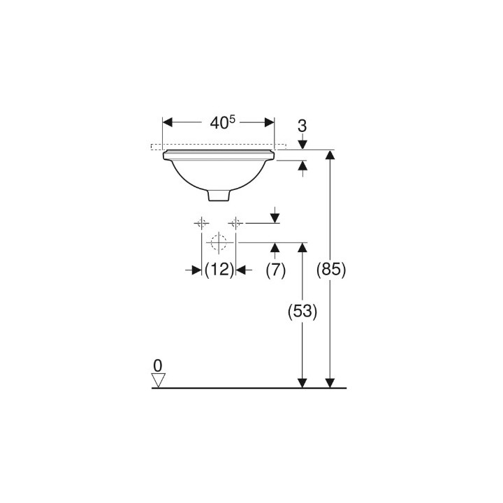 Geberit Variform Umywalka podblatowa, okrągła, D33cm, H18cm, z przelewem, bez otworu na baterię