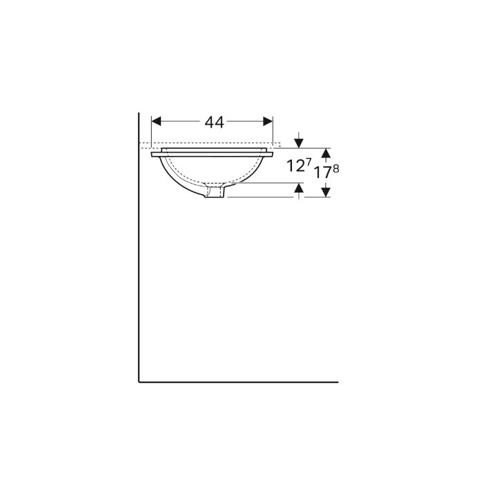 Geberit Variform Umywalka podblatowa, prostokątna, B58cm, H17.8cm, T49cm, bez przelewu, bez otworu na baterię