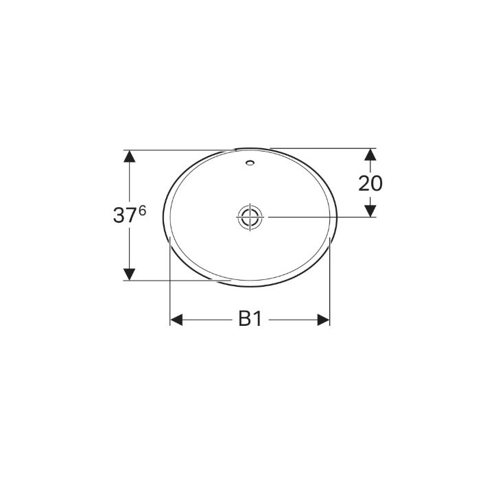 Geberit Variform Umywalka wpuszczana w blat, owalna, B50cm, H17.8cm, T40cm, z przelewem, bez otworu na baterię