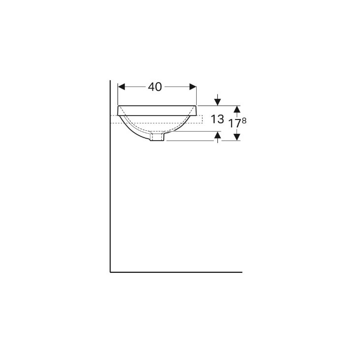 Geberit Variform Umywalka wpuszczana w blat, owalna, B50cm, H17.8cm, T40cm, z przelewem, bez otworu na baterię