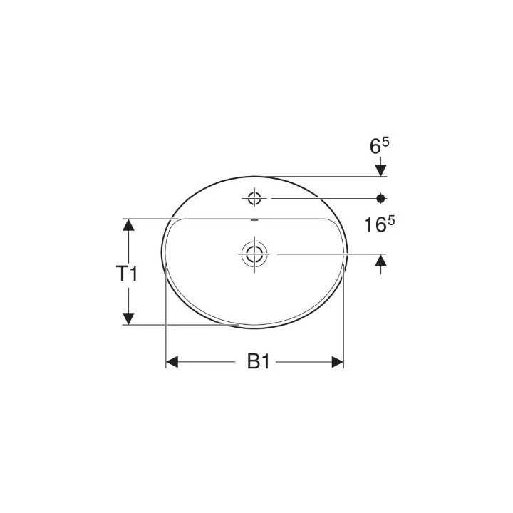 Geberit Variform Umywalka wpuszczana w blat, owalna, B50cm, H17.8cm, T45cm, bez przelewu, z otworem na baterię