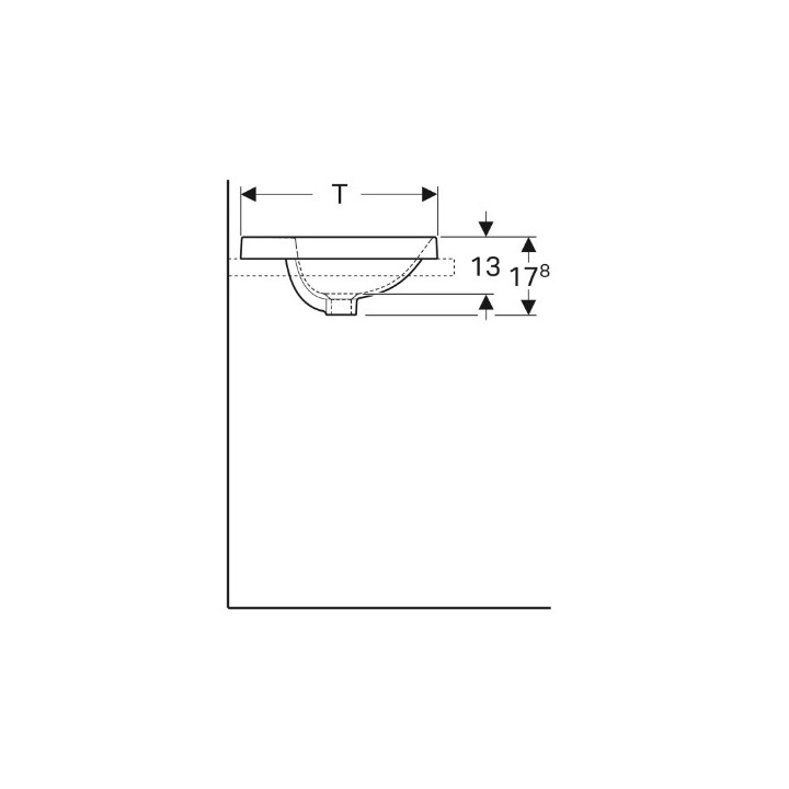 Geberit Variform Umywalka wpuszczana w blat, owalna, B50cm, H17.8cm, T45cm, bez przelewu, z otworem na baterię