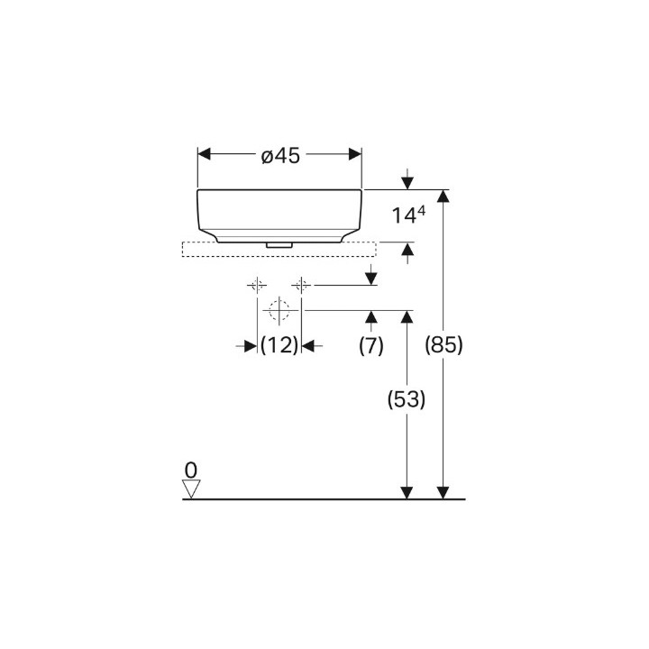 Geberit Variform Umywalka stawiana na blat, okrągła, D45cm, H15.8cm, bez przelewu, z otworem na baterię