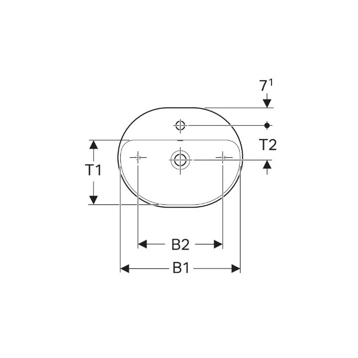 Geberit Variform Umywalka stawiana na blat, eliptyczna, B50cm, H15.8cm, T40cm, z przelewem, z otworem na baterię