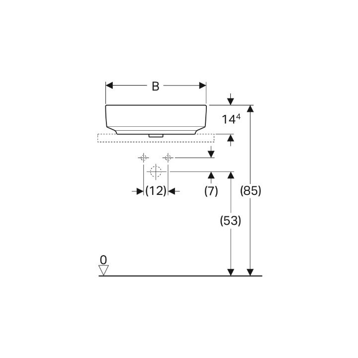 Geberit Variform Umywalka stawiana na blat, eliptyczna, B60cm, H15.8cm, T45cm, z przelewem, z otworem na baterię