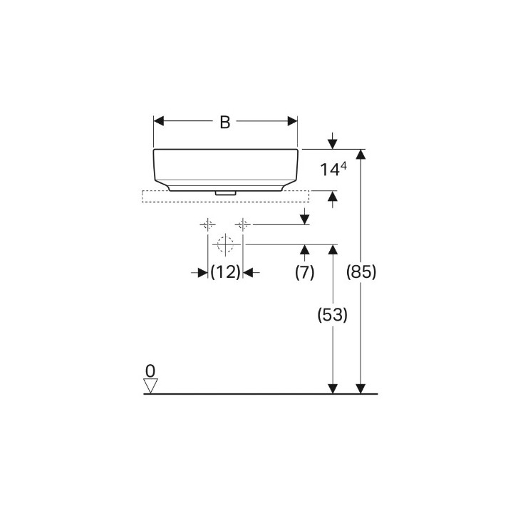 Geberit Variform Umywalka stawiana na blat, eliptyczna, B60cm, H15.8cm, T45cm, bez przelewu, z otworem na baterię
