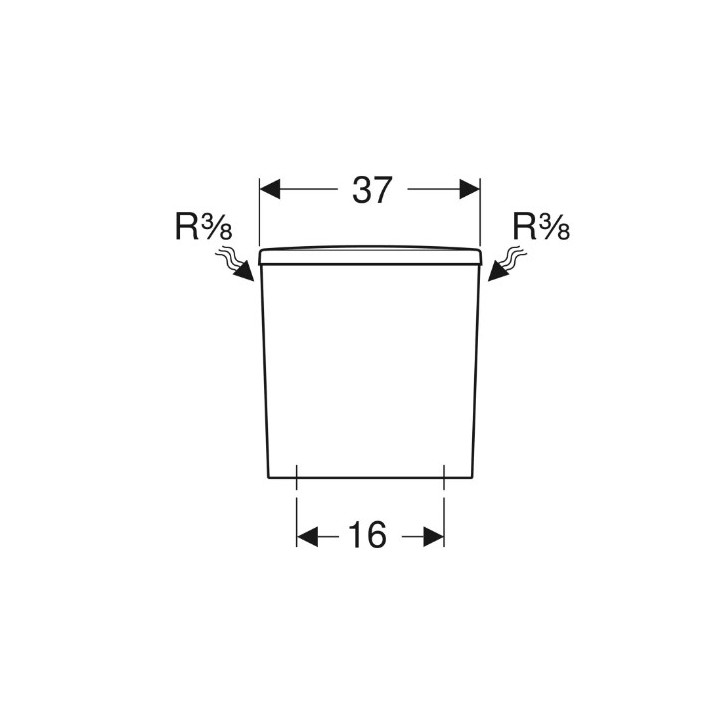 Geberit Selnova Square Spłuczka nasadzana, B36.5cm, H39.5cm, T16.5cm, spłukiwanie dwudzielne, przyłącze wody z boku, obracana, d
