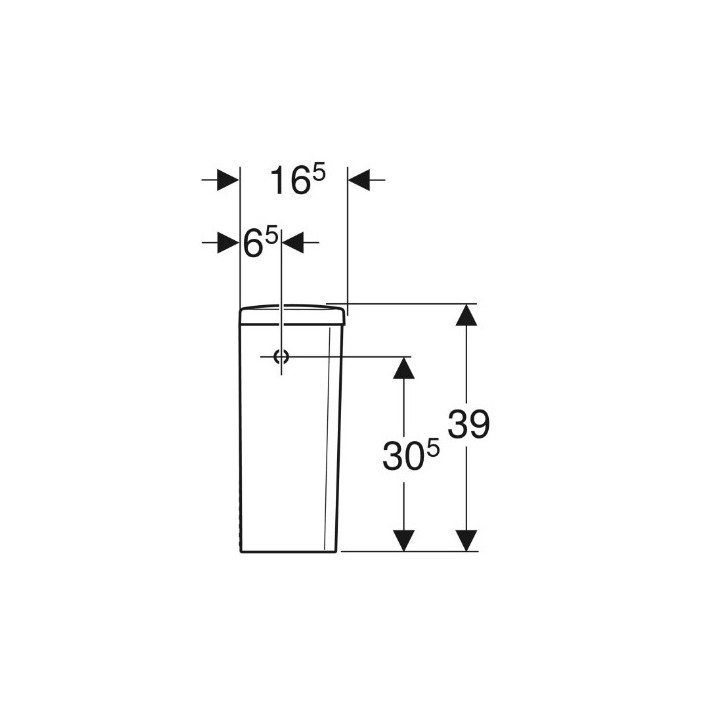 Geberit Selnova Square Spłuczka nasadzana, B36.5cm, H39.5cm, T16.5cm, spłukiwanie dwudzielne, przyłącze wody z boku, obracana, d