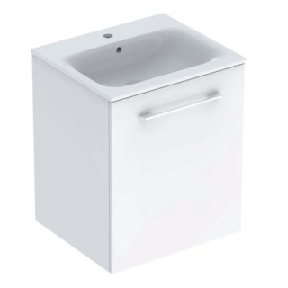 Geberit Selnova Square Zestaw szafki pod umywalkę, z jednymi drzwiami, B55cm, H65.2cm, T50.2cm, biały, z umywalką meblową, cienk