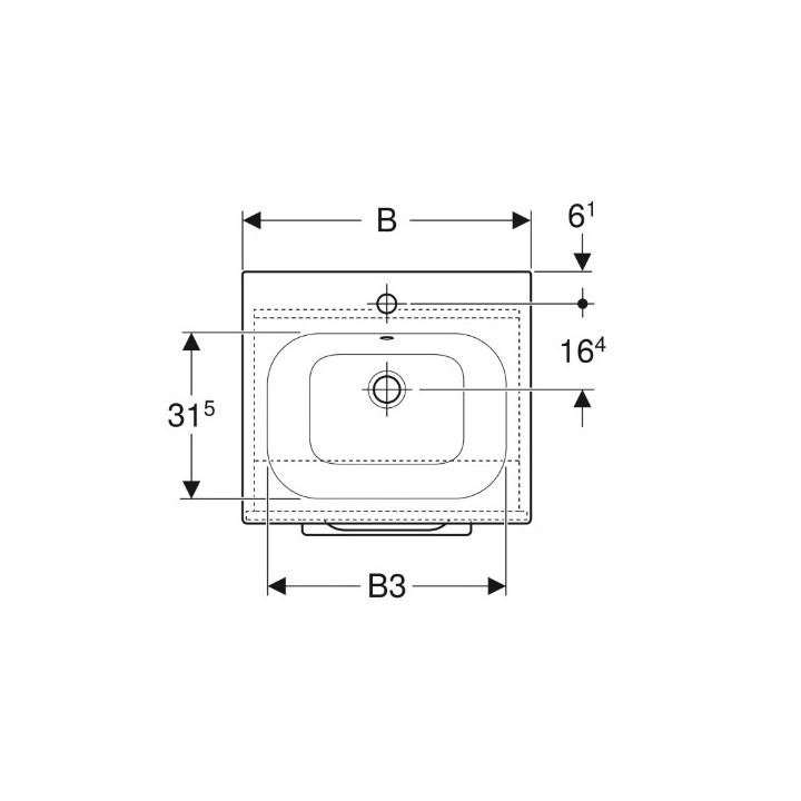 Geberit Selnova Square Zestaw szafki pod umywalkę, z jednymi drzwiami, B55cm, H65.2cm, T50.2cm, biały, z umywalką meblową, cienk