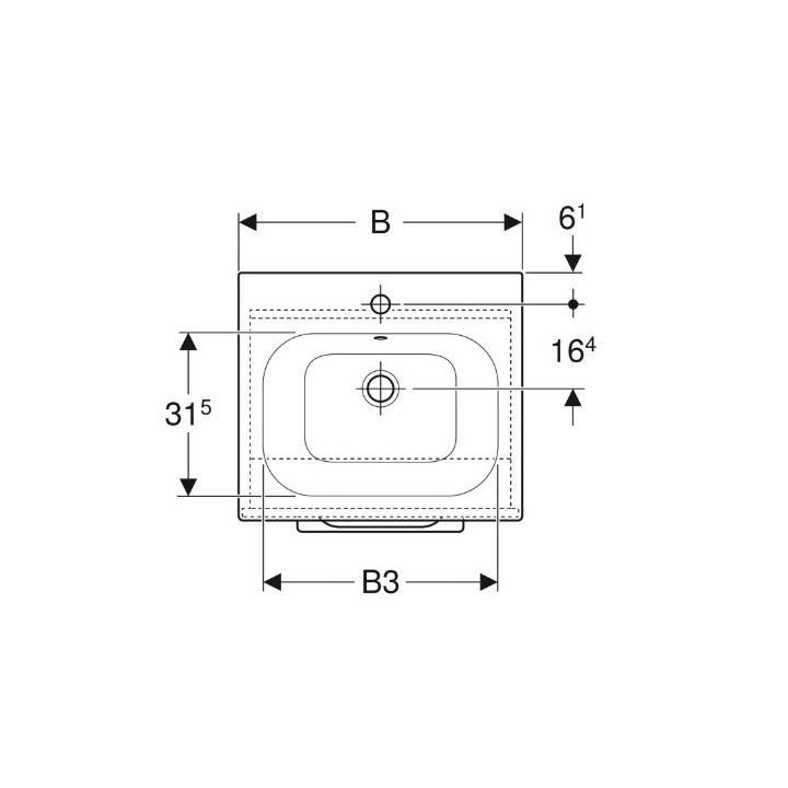 Geberit Selnova Square Zestaw szafki pod umywalkę, z jednymi drzwiami, B55cm, H65.2cm, T50.2cm, lava, z umywalką meblową, cienki
