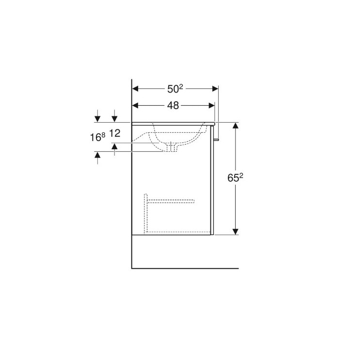Geberit Selnova Square Zestaw szafki pod umywalkę, z jednymi drzwiami, B55cm, H65.2cm, T50.2cm, orzech włoski hickory jasny, z u