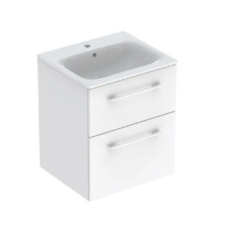 Geberit Selnova Square Zestaw szafki pod umywalkę, z dwiema szufladami, B55cm, H65.2cm, T50.2cm, biały, z umywalką meblową, cien