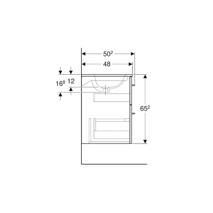 Geberit Selnova Square Zestaw szafki pod umywalkę, z dwiema szufladami, B55cm, H65.2cm, T50.2cm, biały, z umywalką meblową, cien