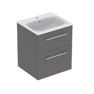 Geberit Selnova Square Zestaw szafki pod umywalkę, z dwiema szufladami, B55cm, H65.2cm, T50.2cm, lava, z umywalką meblową, cienk