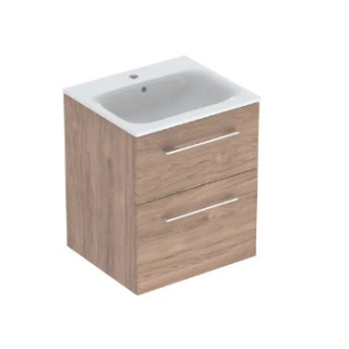 Geberit Selnova Square Zestaw szafki pod umywalkę, z dwiema szufladami, B55cm, H65.2cm, T50.2cm, orzech włoski hickory, z umywal