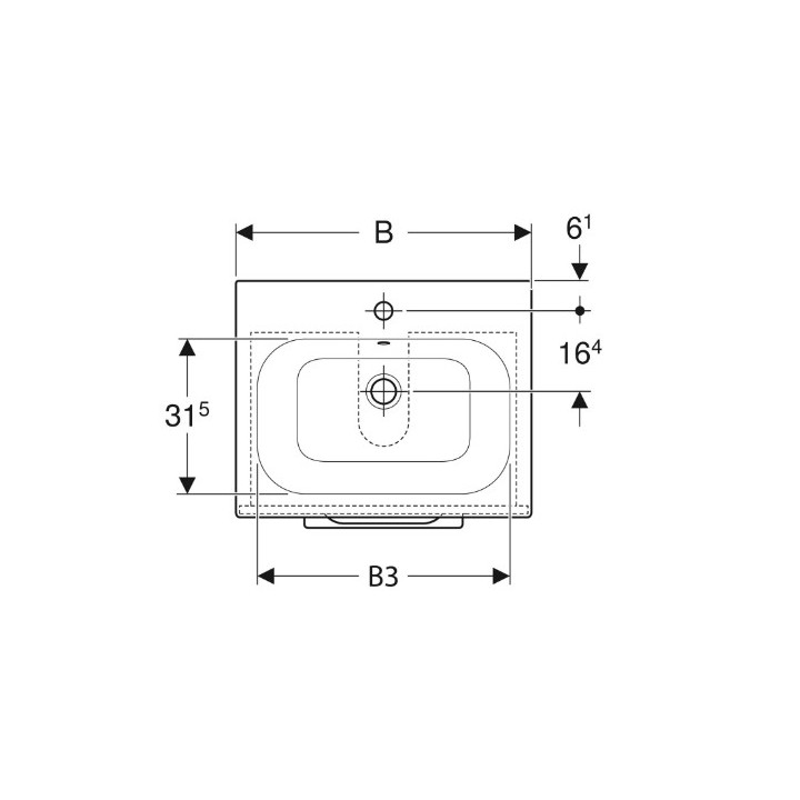 Geberit Selnova Square Zestaw szafki pod umywalkę, z dwiema szufladami, B55cm, H65.2cm, T50.2cm, orzech włoski hickory, z umywal
