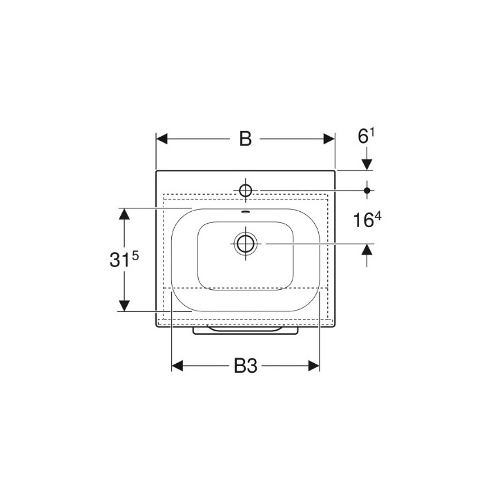 Geberit Selnova Square Zestaw szafki pod umywalkę, z jednymi drzwiami, B60cm, H65.2cm, T50.2cm, lava, z umywalką meblową, cienki