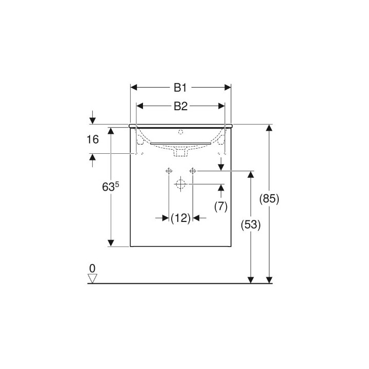Geberit Selnova Square Zestaw szafki pod umywalkę, z jednymi drzwiami, B60cm, H65.2cm, T50.2cm, lava, z umywalką meblową, cienki