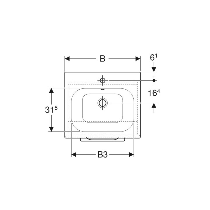 Geberit Selnova Square Zestaw szafki pod umywalkę, z jednymi drzwiami, B60cm, H65.2cm, T50.2cm, orzech włoski hickory, z umywalk