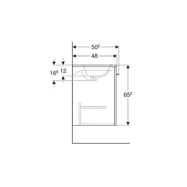 Geberit Selnova Square Zestaw szafki pod umywalkę, z jednymi drzwiami, B60cm, H65.2cm, T50.2cm, orzech włoski hickory jasny, z u