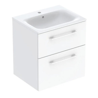 Geberit Selnova Square Zestaw szafki pod umywalkę, z dwiema szufladami, B60cm, H65.2cm, T50.2cm, biały, z umywalką meblową, cien