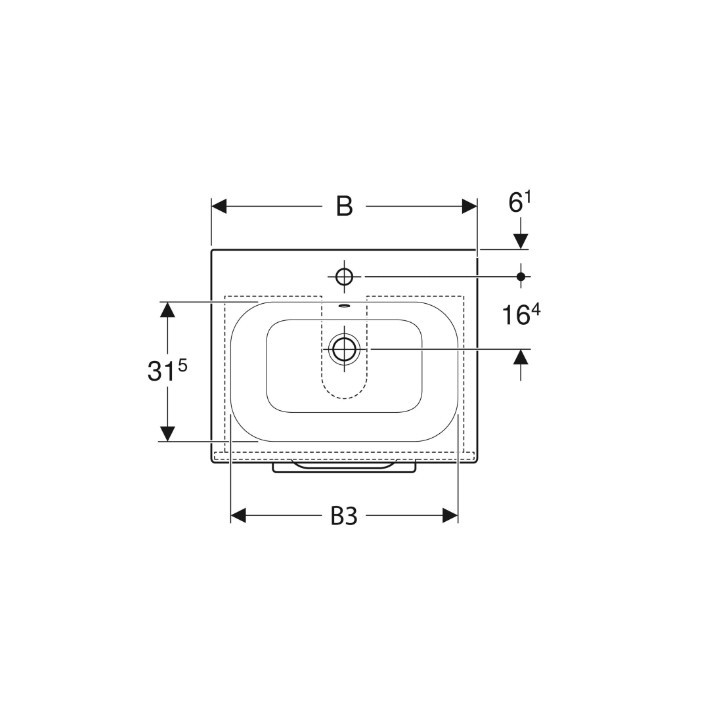 Geberit Selnova Square Zestaw szafki pod umywalkę, z dwiema szufladami, B60cm, H65.2cm, T50.2cm, biały, z umywalką meblową, cien