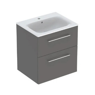 Geberit Selnova Square Zestaw szafki pod umywalkę, z dwiema szufladami, B60cm, H65.2cm, T50.2cm, lava, z umywalką meblową, cienk