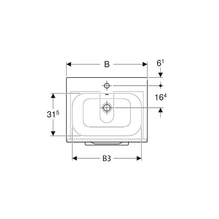 Geberit Selnova Square Zestaw szafki pod umywalkę, z dwiema szufladami, B60cm, H65.2cm, T50.2cm, lava, z umywalką meblową, cienk