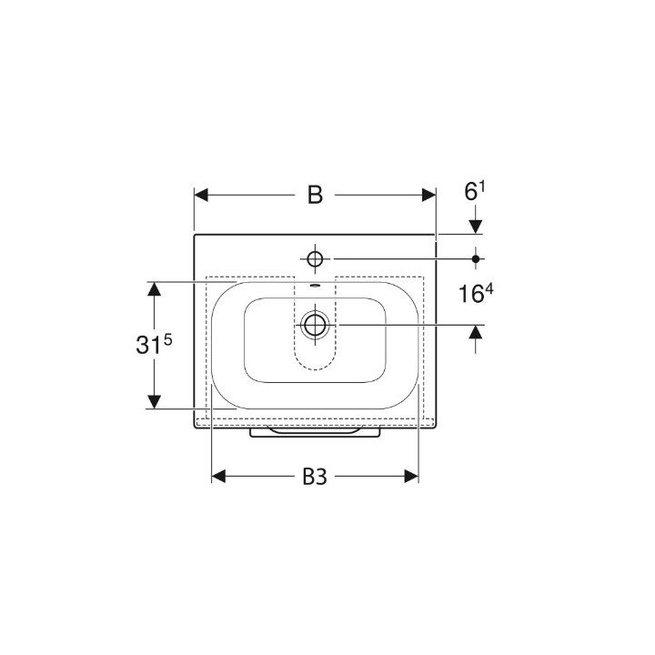 Geberit Selnova Square Zestaw szafki pod umywalkę, z dwiema szufladami, B60cm, H65.2cm, T50.2cm, orzech włoski hickory jasny, z 