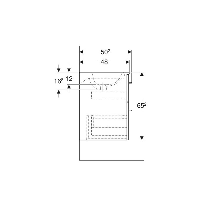 Geberit Selnova Square Zestaw szafki pod umywalkę, z dwiema szufladami, B60cm, H65.2cm, T50.2cm, orzech włoski hickory jasny, z 