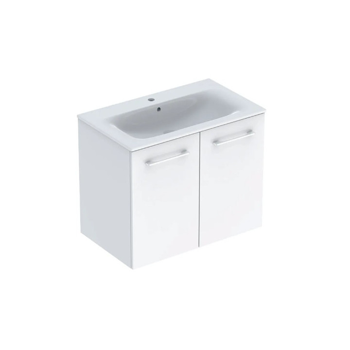 Geberit Selnova Square Zestaw szafki pod umywalkę, z dwojgiem drzwi, B80cm, H65.2cm, T50.2cm, biały, z umywalką meblową, cienki 