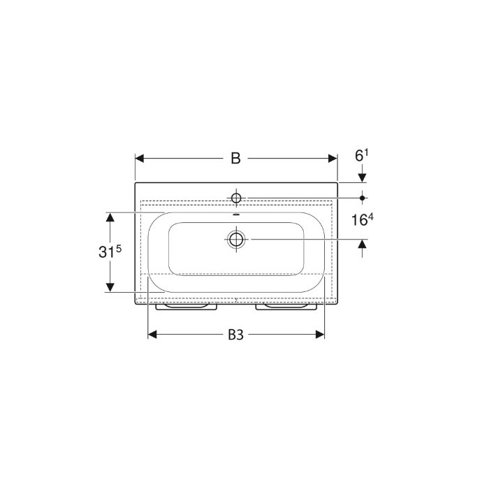 Geberit Selnova Square Zestaw szafki pod umywalkę, z dwojgiem drzwi, B80cm, H65.2cm, T50.2cm, orzech włoski hickory, z umywalką 