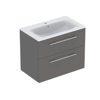 Geberit Selnova Square Zestaw szafki pod umywalkę, z dwiema szufladami, B80cm, H65.2cm, T50.2cm, lava, z umywalką meblową, cienk