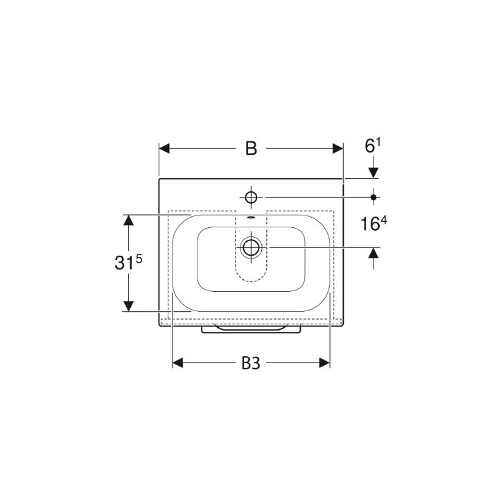 Geberit Selnova Square Zestaw szafki pod umywalkę, z dwiema szufladami, B80cm, H65.2cm, T50.2cm, orzech włoski hickory, z umywal