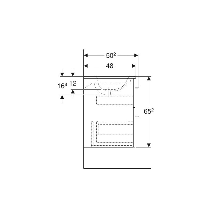 Geberit Selnova Square Zestaw szafki pod umywalkę, z dwiema szufladami, B80cm, H65.2cm, T50.2cm, orzech włoski hickory jasny, z 