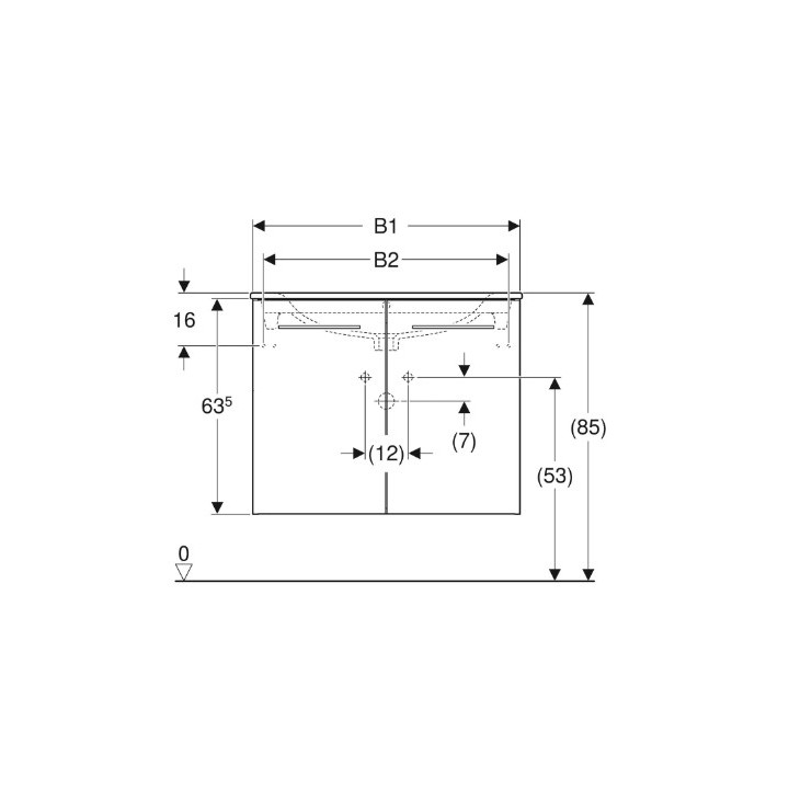 Geberit Selnova Square Zestaw szafki pod umywalkę, z dwojgiem drzwi, B100cm, H65.2cm, T50.2cm, orzech włoski hickory, z umywalką