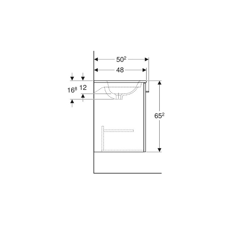 Geberit Selnova Square Zestaw szafki pod umywalkę, z dwojgiem drzwi, B100cm, H65.2cm, T50.2cm, orzech włoski hickory jasny, z um