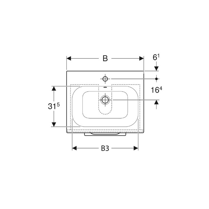 Geberit Selnova Square Zestaw szafki pod umywalkę, z dwiema szufladami, B100cm, H65.2cm, T50.2cm, biały, z umywalką meblową, cie