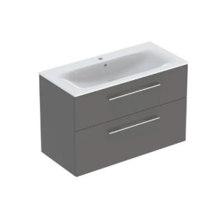 Geberit Selnova Square Zestaw szafki pod umywalkę, z dwiema szufladami, B100cm, H65.2cm, T50.2cm, lava, z umywalką meblową, cien