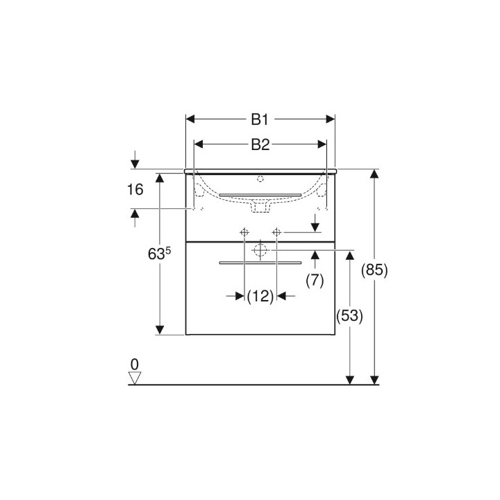 Geberit Selnova Square Zestaw szafki pod umywalkę, z dwiema szufladami, B100cm, H65.2cm, T50.2cm, orzech włoski hickory, z umywa
