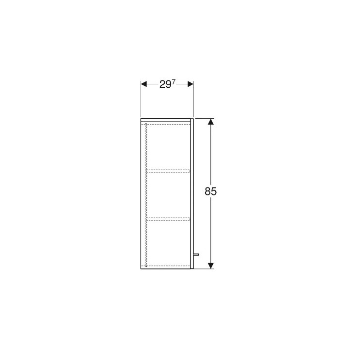 Geberit Selnova Square Szafka boczna, B33cm, H85cm, T29.7cm, z jednymi drzwiami, orzech włoski hickory