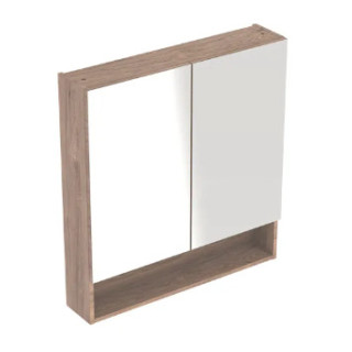 Geberit Selnova Square Szafka z lustrem, B58.8cm, H85cm, T17.5cm, z dwojgiem drzwi, orzech włoski hickory