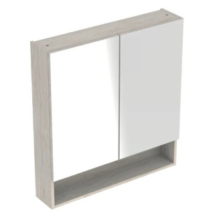 Geberit Selnova Square Szafka z lustrem, B58.8cm, H85cm, T17.5cm, z dwojgiem drzwi, orzech włoski hickory jasny